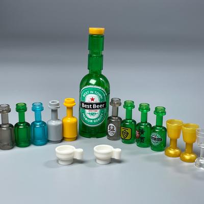 Mattoncini MOC Fai da te Parti per Figure Cittadine Bottiglia Tazza Bevanda Vino Blocchi da Costruzione Mini Mattoncini Stampati 95228 Supermercato Amici Giocattoli