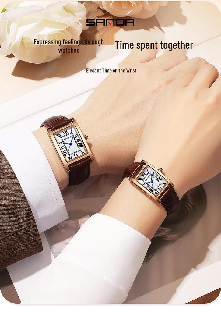 Orologi SANDA Quadrati Retro per Coppia - Eleganti, Impermeabili, al Quarzo, da Polso per Uomo e Donna