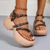 Fashion 2025 Hot Sale Rome New Women's Open Toe Sandals Summer Round Toe Platform Buckle Strap Sandals for Concise Casual Dress Shoes