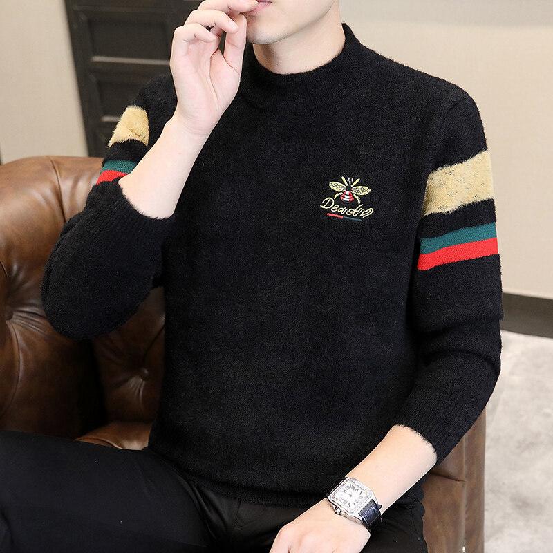 

Горячая распродажа, популярный, новый повседневный свитер с круглым вырезом на осень и зиму, вязаный свитер, свитер большого размера свободного кроя. 4XL чёрный