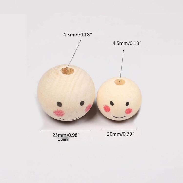Set of 20 Smiling Wood Beads Creative DIY Crafts Accessories Wood Material