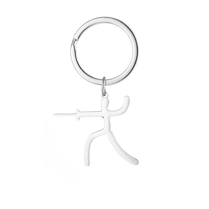 Gold Silver Black White Splicing Cat Stainless Steel Keychain Cute Cartoon Design Fashion Couple Pendant Practical Backpack Decoration