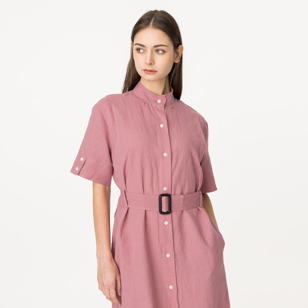 Bunderghost Action Pleats String Long Dress Dark Pink