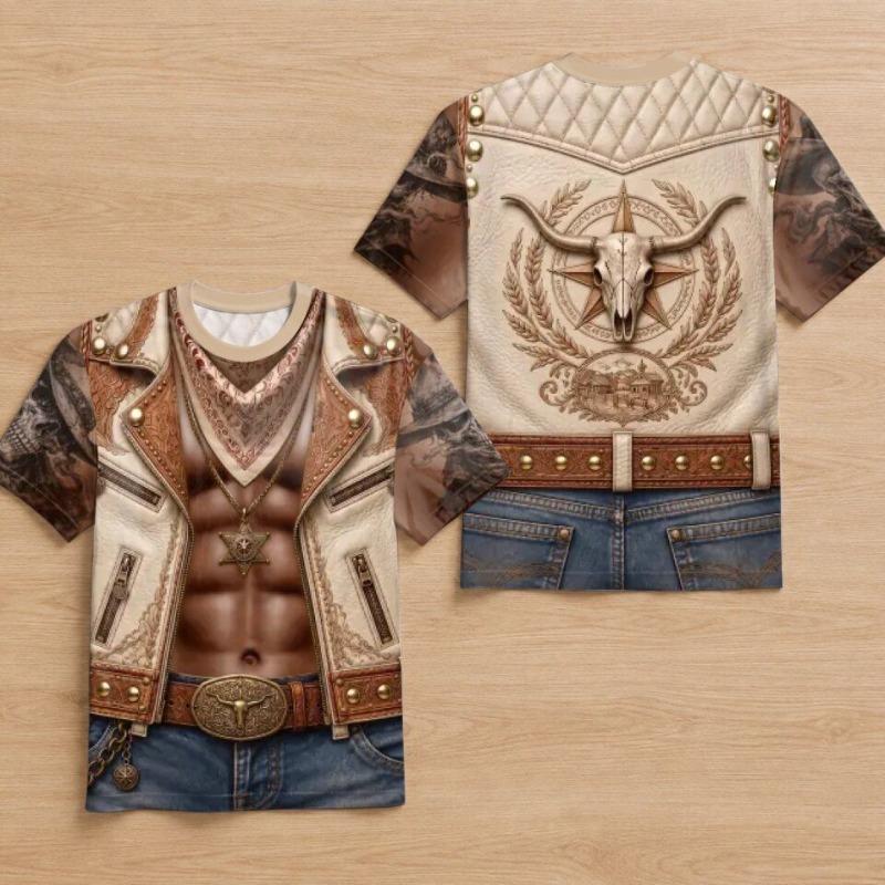 Men's Creative Summer Muscle Pattern T-Shirt