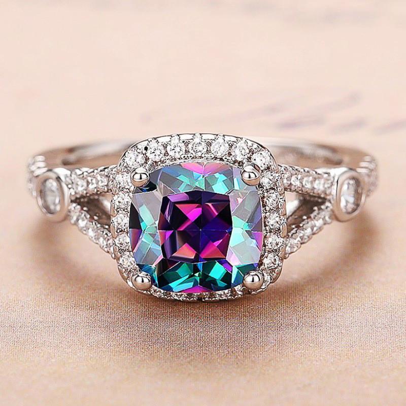 

925 Sterling Silver Multicolor AAA Cubic Zirconia Wedding Ring for Women Lover Party New Fashion Jewelry Gifts 9