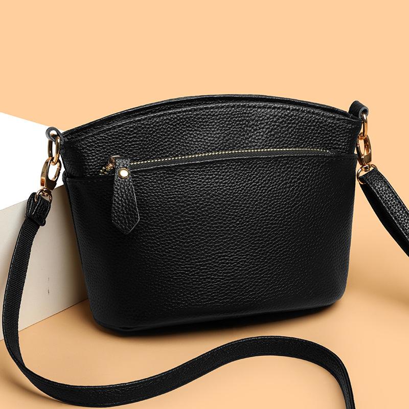 Genuine Leather Crossbody Bag, Top Grain Leather Bucket Shoulder Purse