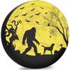 Bigfoot Walking Dog On Moon Halloween Spare Tire Cover for RV SUV Camper Trailer Wheel