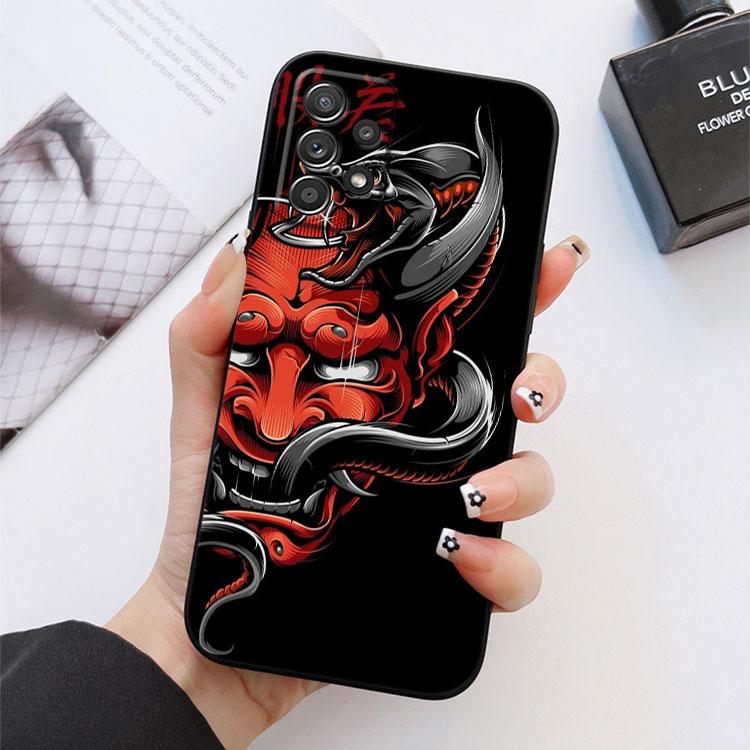 Samurai Ghost Hannya Ukiyo-E Mask Phone Case For Samsung S24 FE S25 Ultra A03 A04 A05 A06 A12 A13 A16 A26 A35 A36 A56 A55 Cover