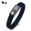 Vnox Bracciale ID Medico Personalizzato da Uomo Braccialetto in Pelle Intrecciata con Chiusura Diabete BPCO Alzheimer Gioielli Personalizzati