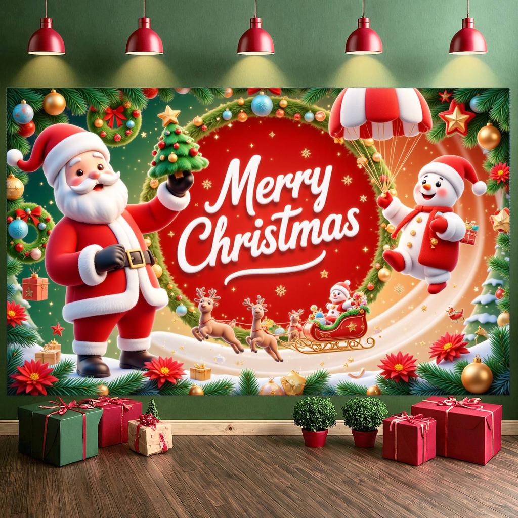 Christmas Banner Star Decoration Xmas Banner Christmas Wall Decor Golden Ornament Merry Christmas Banner For Photo Background