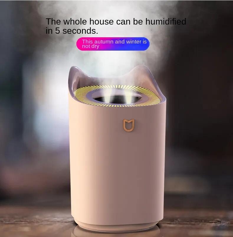 Large Capacity Air Humidifier for Home Dual Nozzle Cool Mist Humidifier 3L Essencial Oil Diffuser for Bedroom Auto Shut-Off