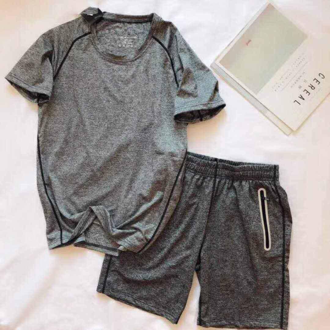 

Летний удобный простой дышащий мужской быстросохнущий комплект XL светло-серый