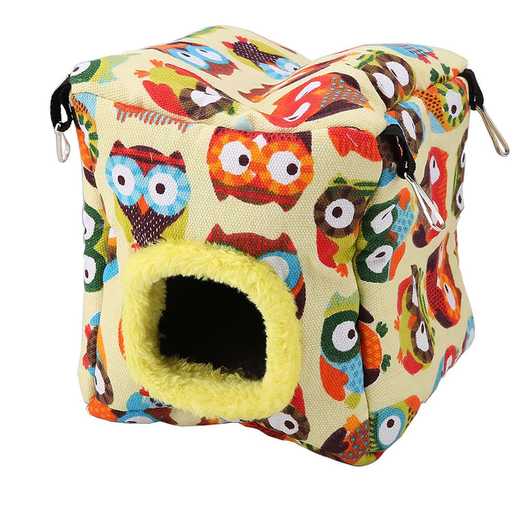 Warm Plush Bird Hanging Cave Hammock Hanging Winter Birds Cage (L Owl)