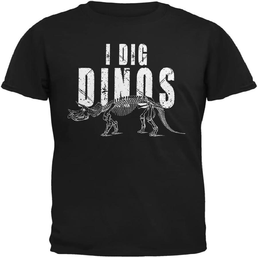 Old Glory Dig Dinos Dinosaur Fossil Bones Triceratops Mens Soft T Shirt