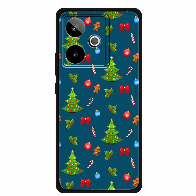Christmas Cover For Realme GT7 GT 7 7T Case Black Silicone Cases for Realme GT 7T Cartoon Santa Claus Christmas Tree Back Cover