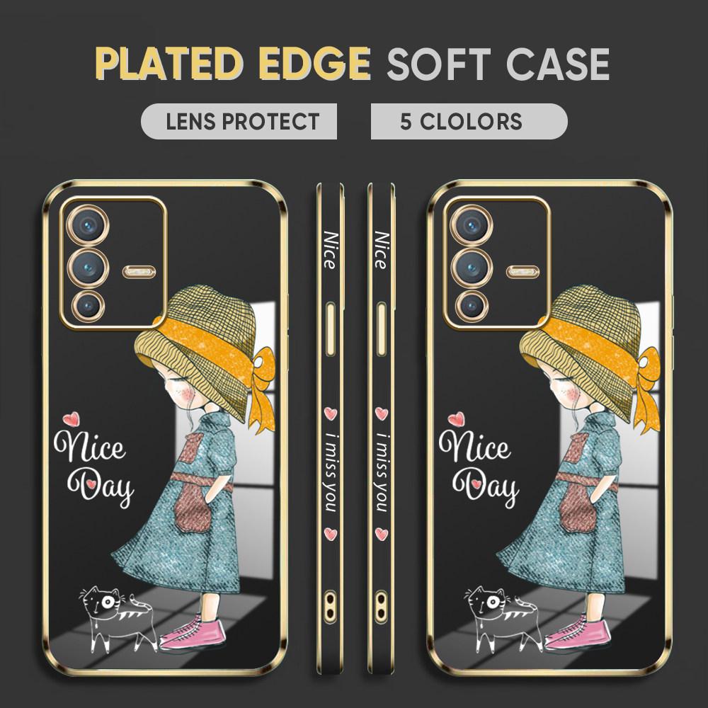 For Honor 90 70 50 X7a X9a P30 Pro P40 Lite Infinix Hot 40i 30i Vivo Y22 Y18 V30 Pro V40 Lovely Girl Design Soft Plated TPU Phone Case