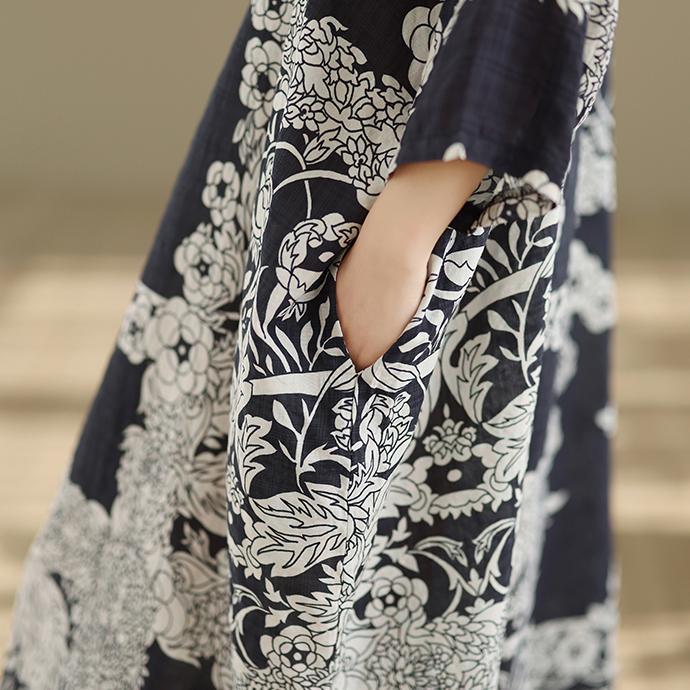 DIMANAF New 2026 Women Plus Size Spring Summer Beach Long Dress Lady Loose Oversize Maxi Floral Print Cotton Vintage Black