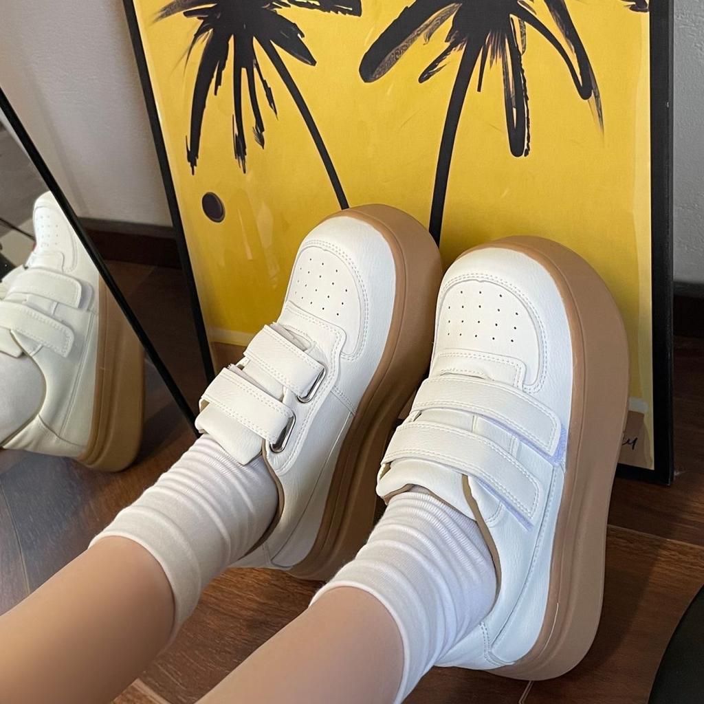 2025 new autumn platform Maillard versatile little white shoes women's Velcro ins style niche high-value board shoes