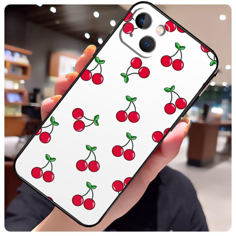 Cherry Pattern Case For iPhone 15 Pro Max 14 13 12 11 16 17 Pro Max mini 15 16 Plus 16e 17 Air Phone Cover