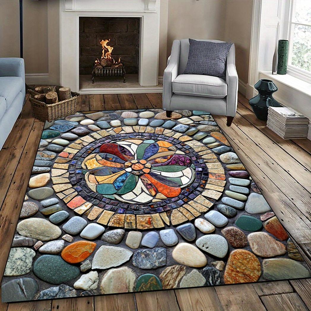 

Цветной коврик из гальки, коврик для пола, подходит для гостиной, столовой, спальни, офиса, патио, уличный ковер, украшение для дома 40x60cm
