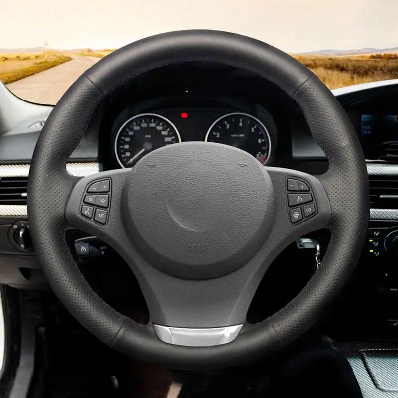 DIY Artificial Leather Hand Sewing Car Steering Wheel Cover For BMW E53 X5 2004 - 2006 E83 X3 2003 - 2010 Car Accessories