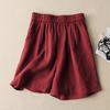 Women's Summer Retro Cotton Linen Wide-Leg High-Waisted Breathable Shorts - Loose, Slimming, Artistic, Casual.