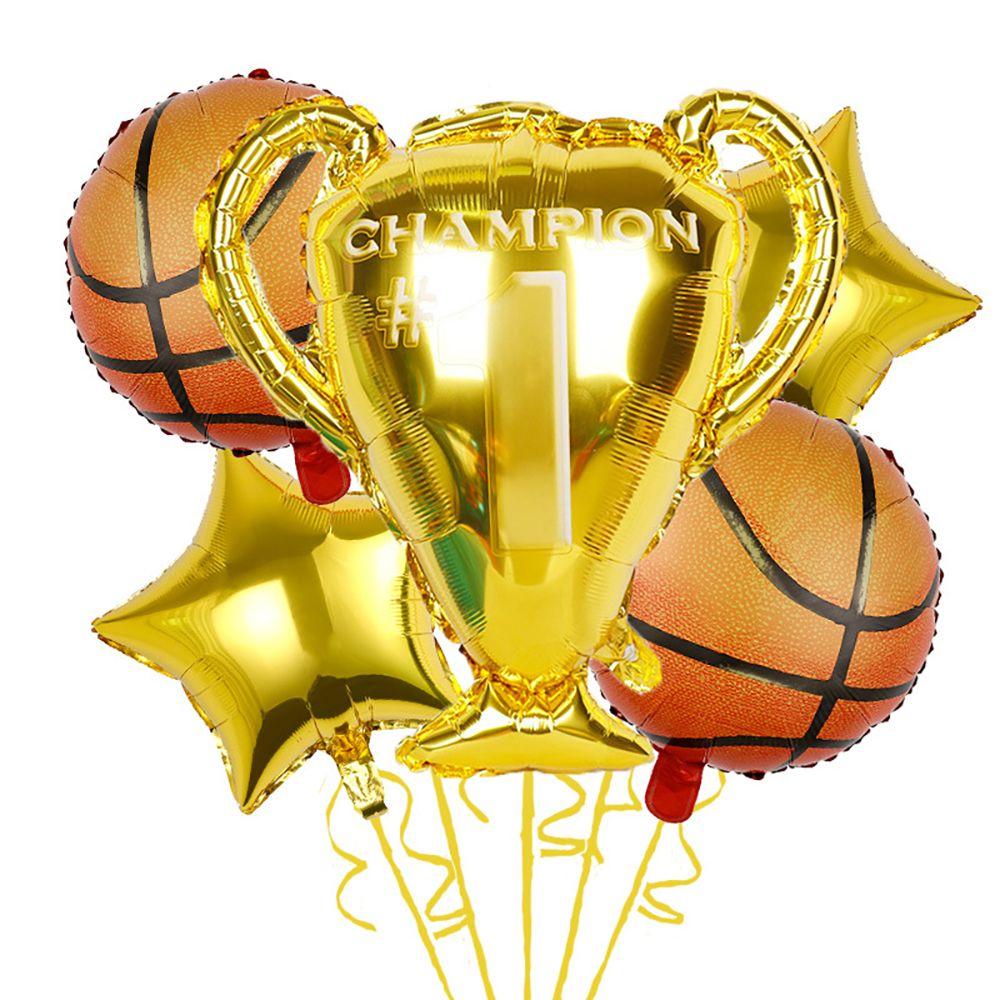 Gold Trophy Balloon Sports-Themed Party Decorations: Soccer, Basketball, and Volleyball for Children's Birthday Parties
