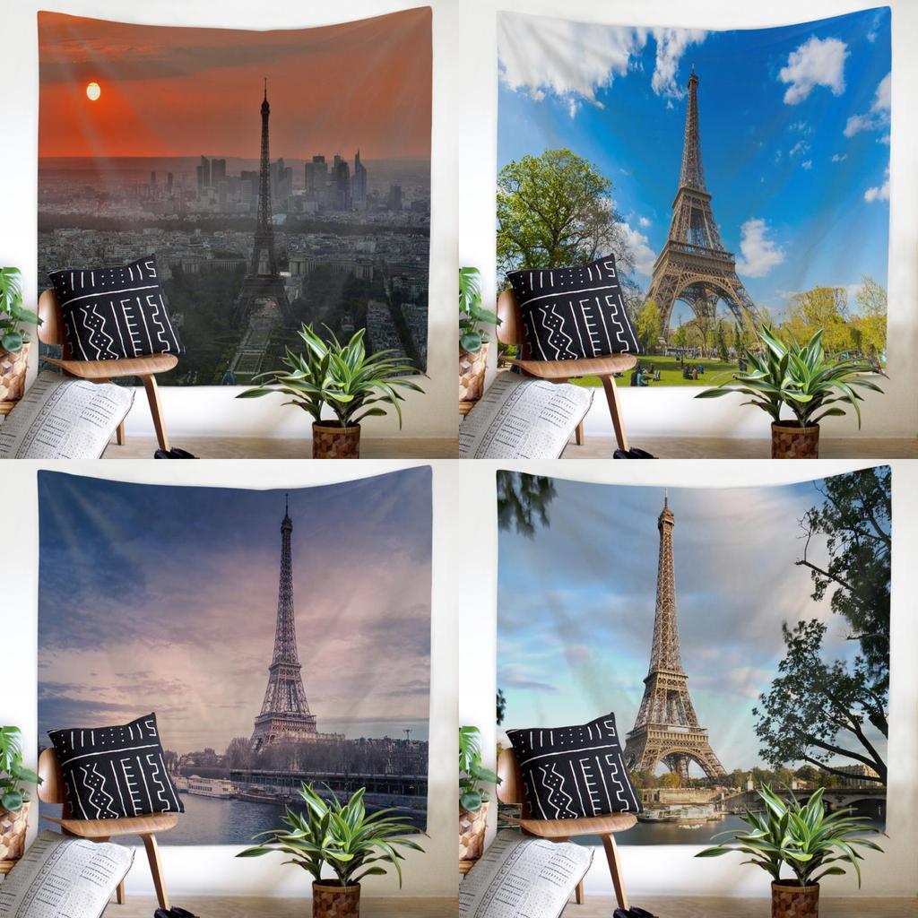 Nordic Paris Eiffel Tower Landscape Polyester Tapestry For Renting House Renovation Student Dormitory Wall Background Hanging Cloth