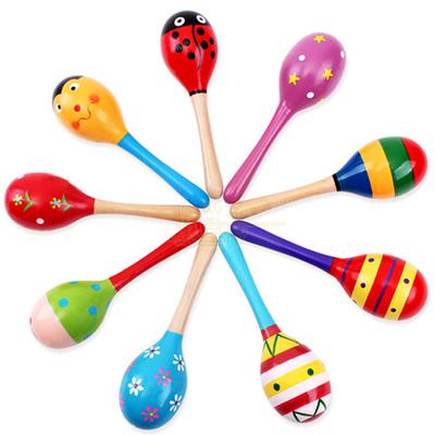 Wooden Maracas Multiple Colour Auditory Training Educational Toy Baby Sand Hammer Instrument Toy for Boys Girls