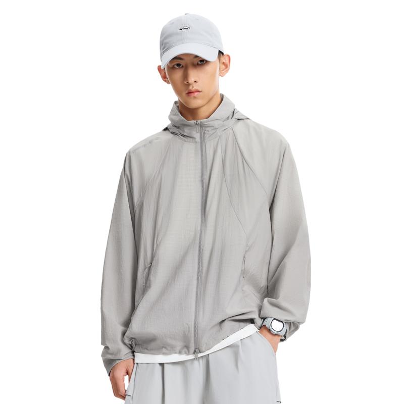 Li Ning Outdoor CF Lightweight Water-Resistant Breathable Reflective Windbreaker Jacket Unisex jackets Smoke-Gray AFDW217-4