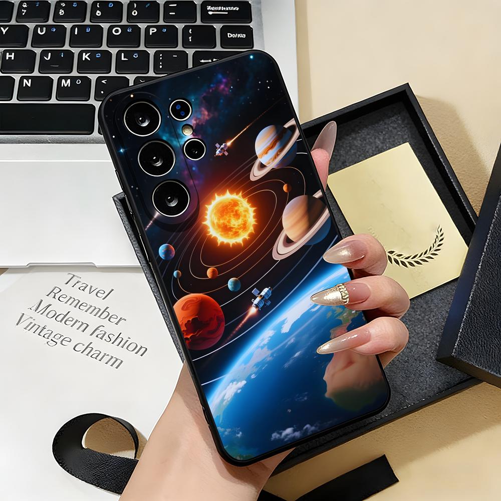 Space Planet Phone Case For Samsung S26 S25 S24 FE S23 S22 S21 Plus S20 Ultra Note20Ultra Black Soft Shell