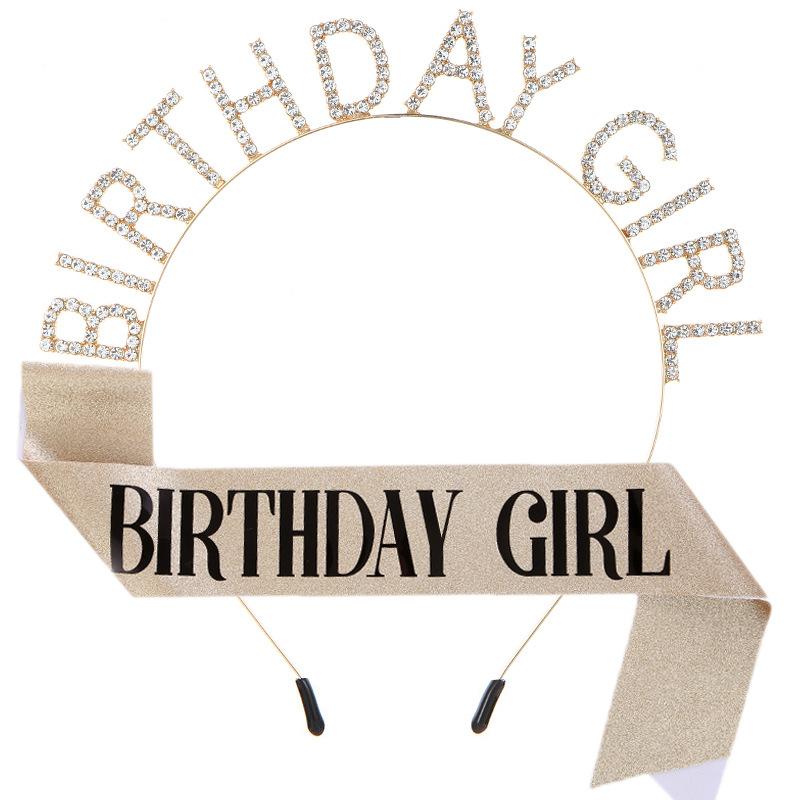 European and American Fashion Birthday Party Girl Headband Belt BIRTHDAY GIRL Headband Headdress Shoulder Strap Etiquette Belt 2026