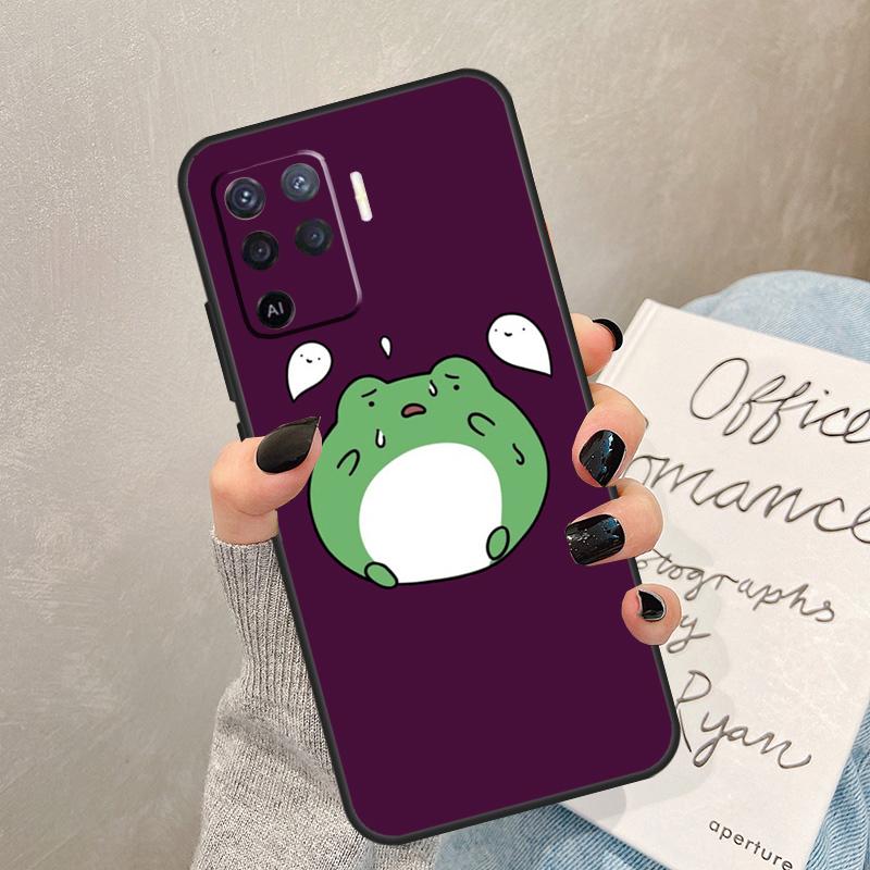 Cute Funny Frog Case For Oppo A57 A17 A77 A18 A38 A58 A78 A98 A74 A54 A94 A80 A60 A40 A96 A76 A16 A15 A5 Pro