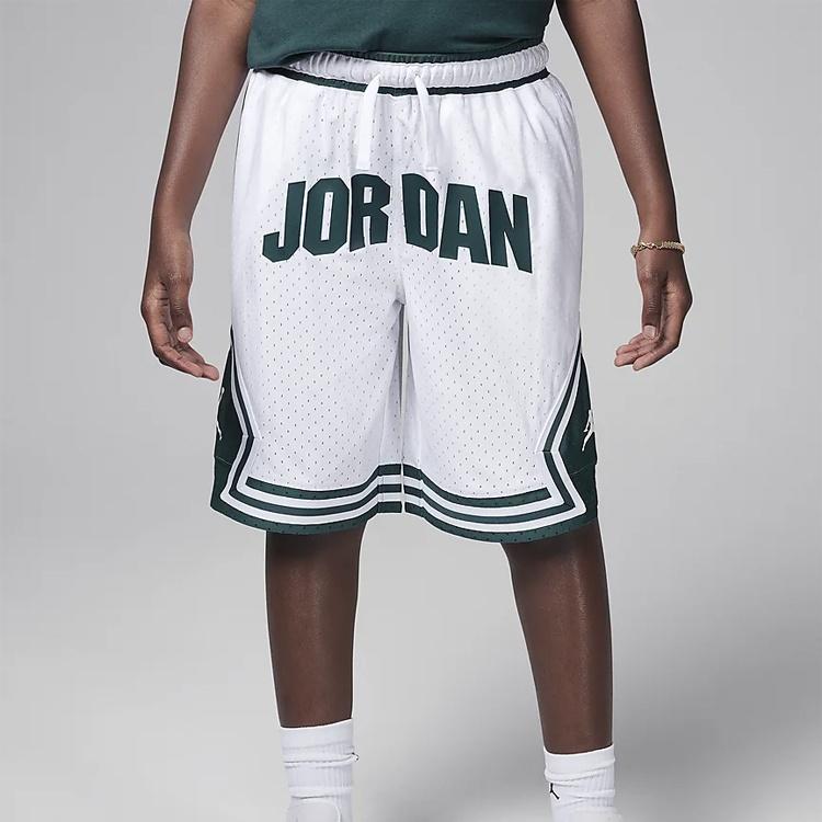 (GS) Air Jordan Sport MJ Diamond Basketball Shorts 'White Green' Kids' HQ7112-100
