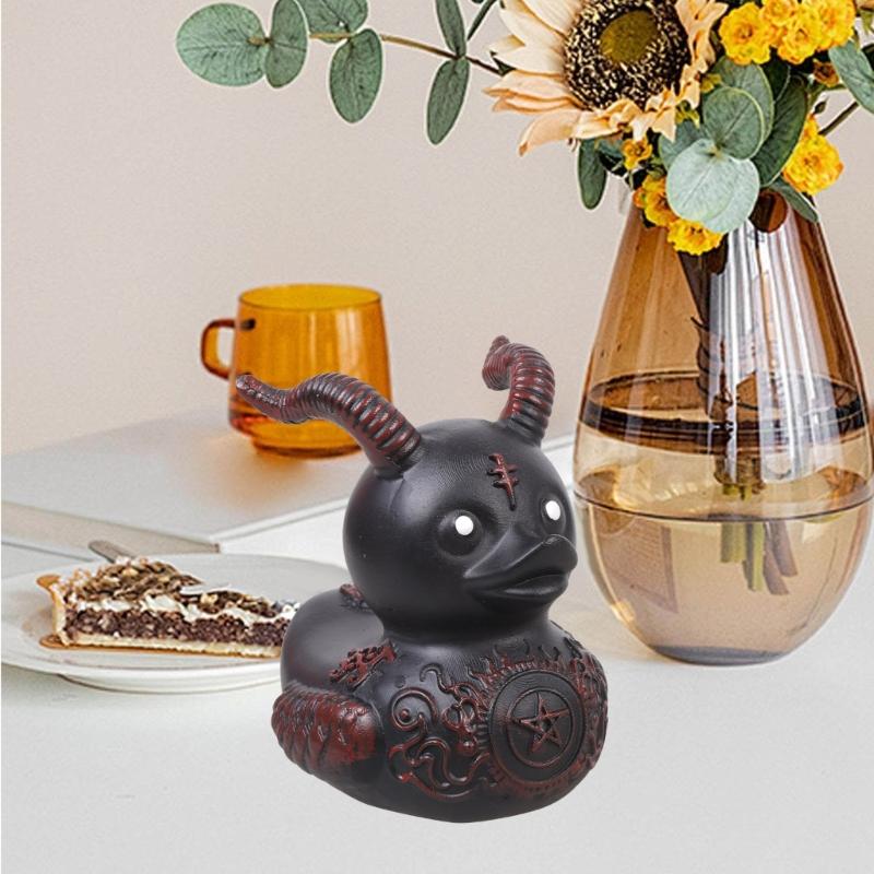 Lovely Duckieville Duck Statuette Punk Rock Duck Statue Satanic Duck