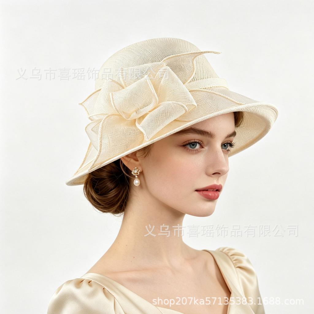 High-end Hemp Top Hat Women's French Sun Hat Curled Edge Beach Hat Summer Versatile Sun Hat