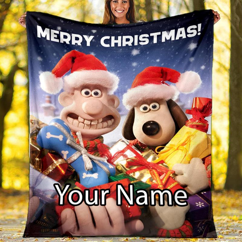 Custom Name Wallace & Gromit Theme Printed Blanket - Perfect for Couch, Bed, Travel & Outdoor Use | Machine Washable, Cozy & Durable.