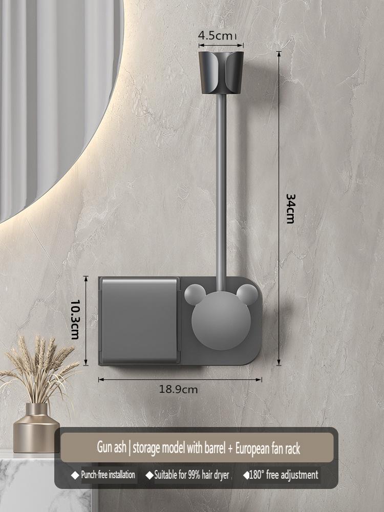 

new Hair Dryer Holder Wall Dryer Cradle Straightener Stand Organizer Storage Box Toilet Blower Holder Bathroom Shelves Shelf темно-сірий колір