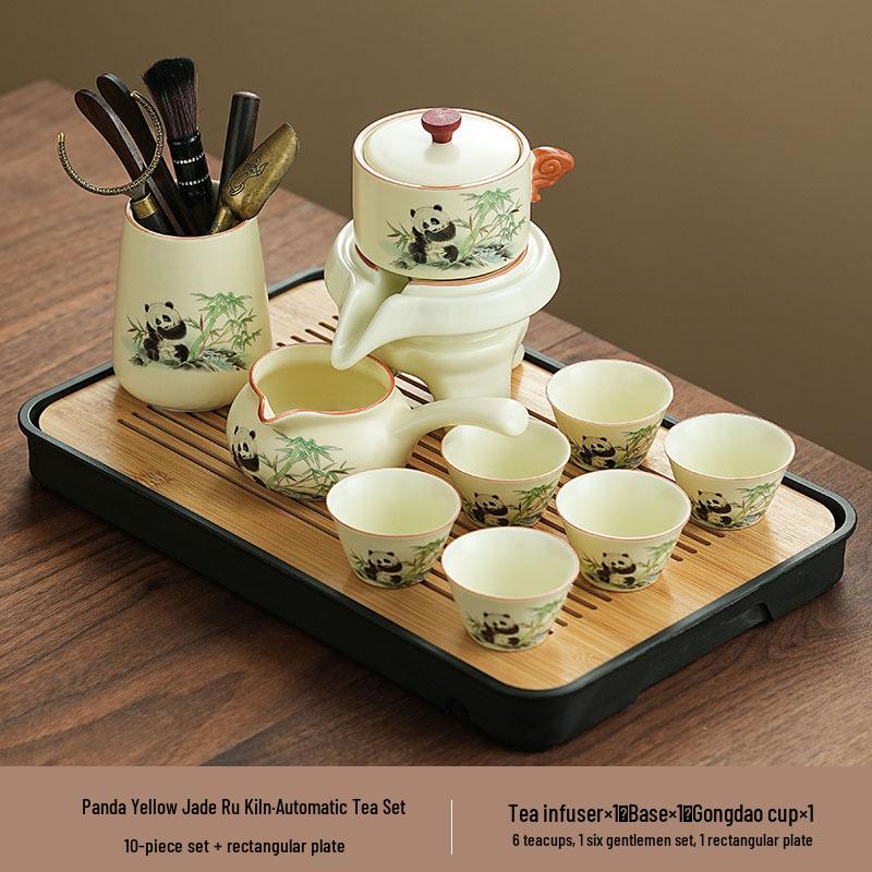 Panda Ru Kiln Kung Fu Tea Set: 2024 Gaiwan & Teapot, Ideal for Home or Gift