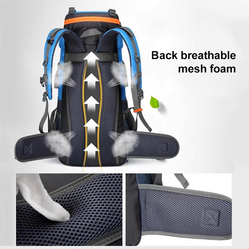 70L Camping Backpack Travel Bag Climbing Men Women Hiking Trekking Bag Outdoor Mountaineering Sports Bags Hydration Luggage Pack