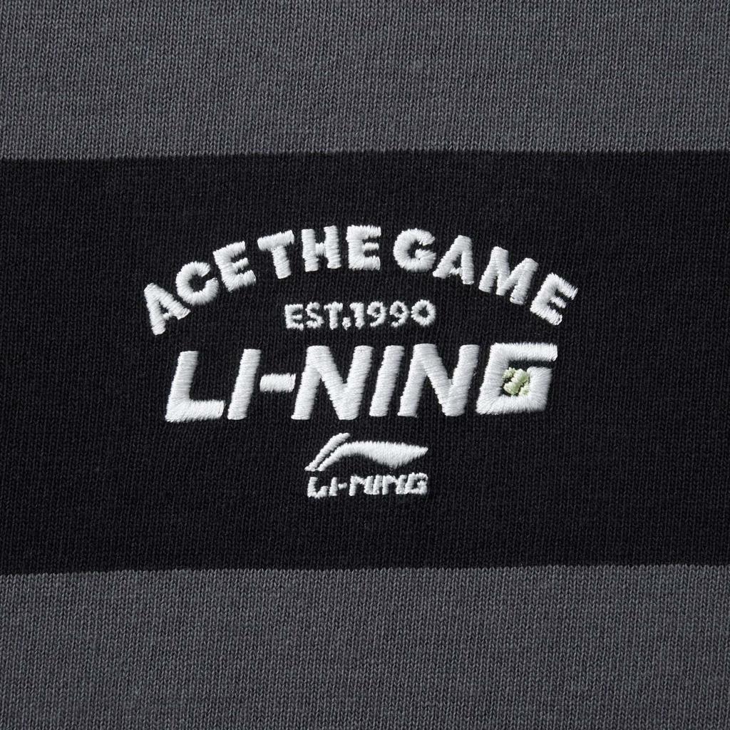 Li-Ning Comfortable Minimalist Fashion Round Neck Loose Fit Letter Print Short Sleeve T-Shirt Unisex Tops Black Gray AHSV227-3