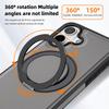 For iPhone 16 Magnetic Case Rotate Ring Kickstand PU Leather+PC+TPU Back Cover
