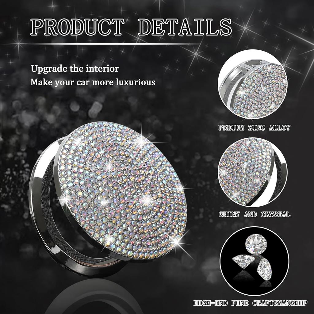 TOMALL Bling Car Engine Start Button Cover Diamond Crystal Push Start Ring Sticker Sparkly Accessories Circle Ring Bling Ignition Button Rhinestone