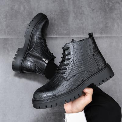 2024 Winter Classic Heren Leren Enkellaarsjes Trend Hoogteverhogende High Top Schoenen Knappe Werkkleding Laarzen voor Heren Veters