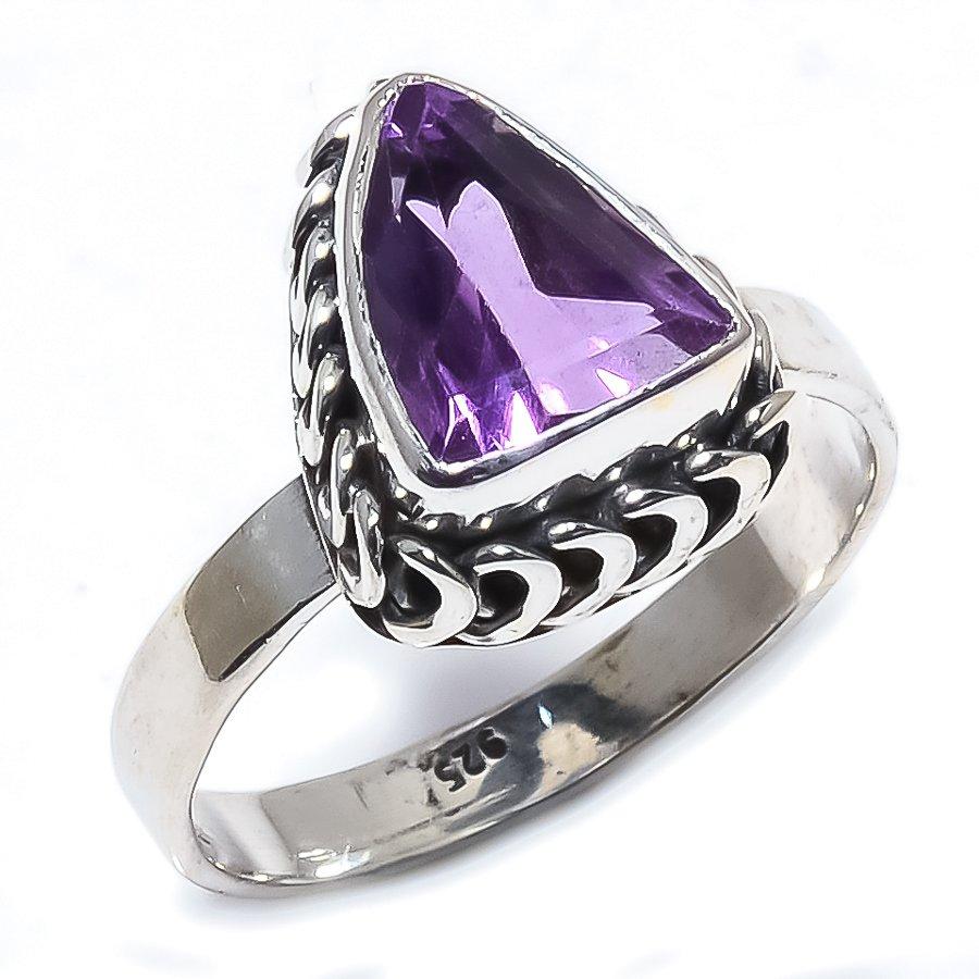 Natural Pink Amethyst Gemstone Handmade 925 Sterling Silver Gift Ring S.10 d8I12