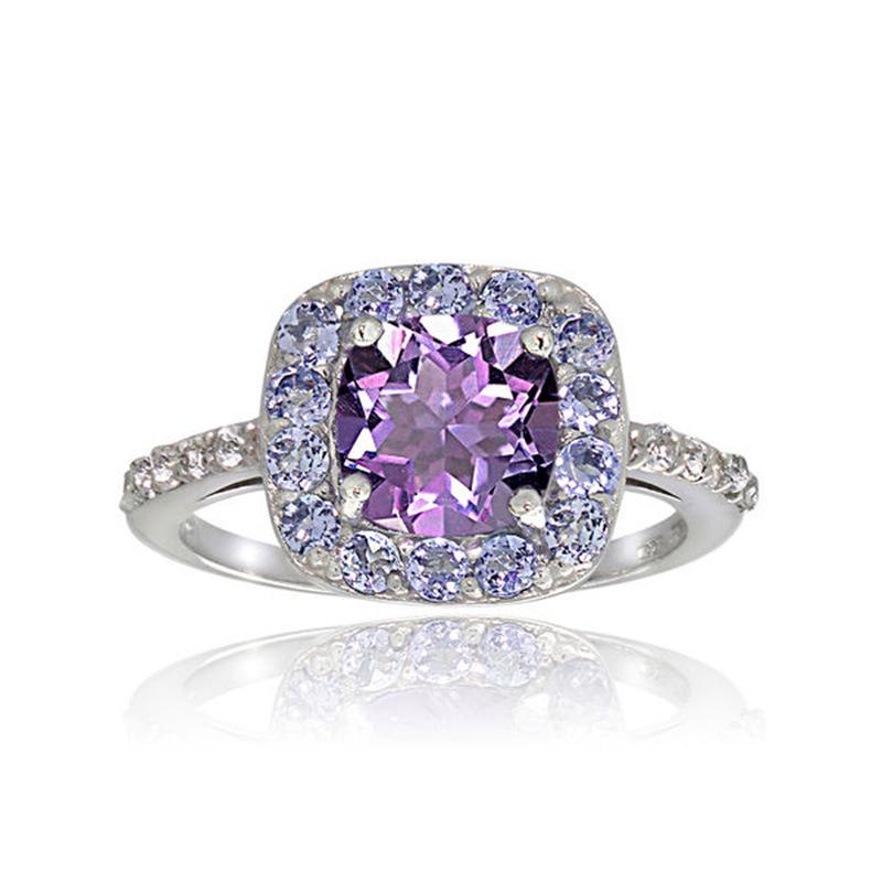 Scione Personalized Metal Full Diamond Microinlaid Purple Zircon Female Ring Jewelry Gift