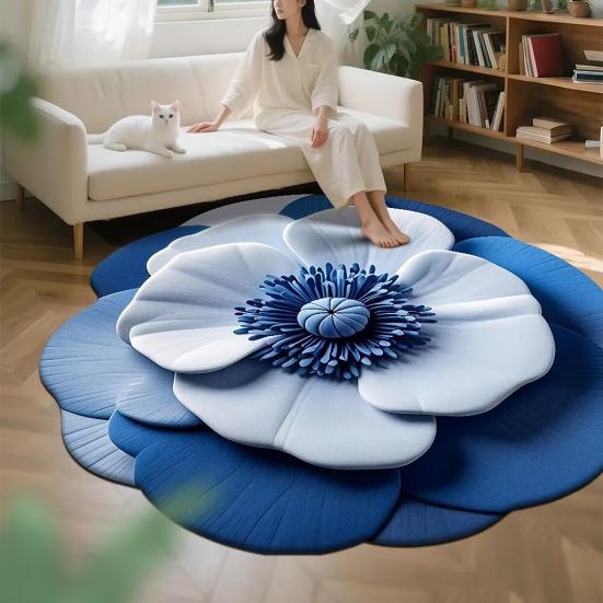 Covor de podea floral 3D Absorbent Covor de baie Covor de zonă cu flori realiste cu suport antiderapant pentru baie, living, dormitor, intrare