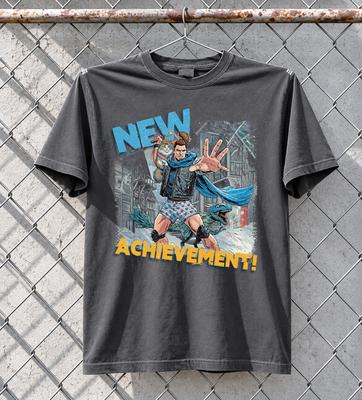 New Achievement Shirt, Dungeon Crawler Carl Tee, LitRPG Bookish Merchandise, Sci-Fi Fantasy Reader Graphic Top, Funny Cat Novel Fan Apparel