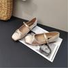 2025 autumn square head gentle temperament Mary Jane shoes one-word buckle bow French flat bottom shallow mouth single shoes