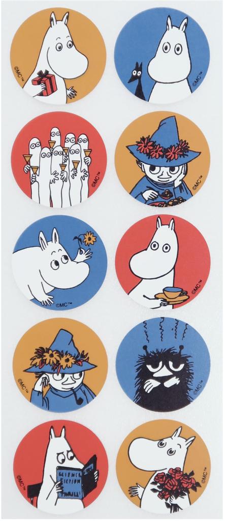 Indigo MOOMIN Gift Wrapping Moomin 1 Sheet MS625 Stickers, Face, (10 Stickers),